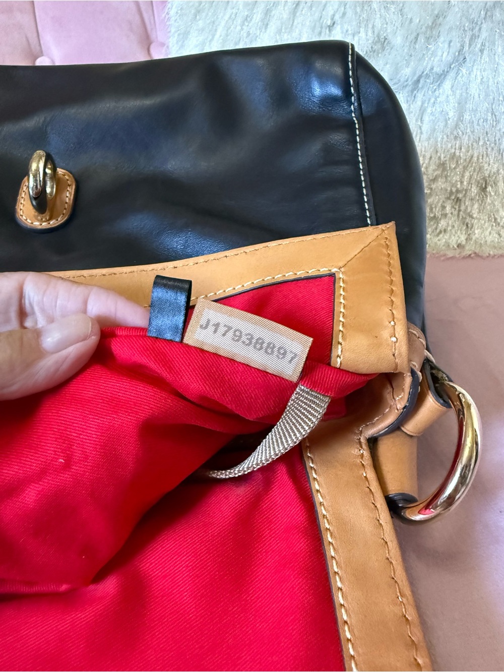 💯Auth! Dooney & Bourke Black & Brown Florentine Leather LIBBY Shoulder Bag - Picture 15 of 15
